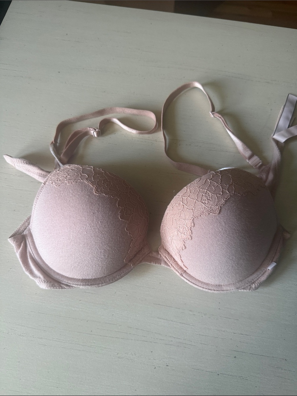 Victoria's Secret Light Pink Lace-Trim Push-Up Bra